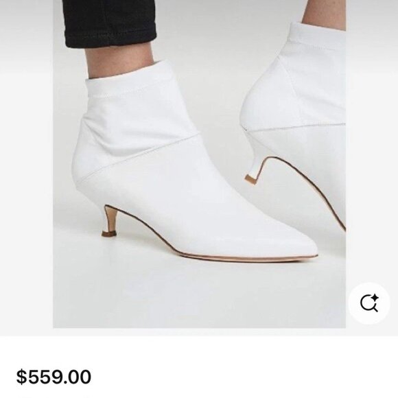 Tibi Shoes - ($559) TIBI White Leather Kitten Heel Ankle Boots